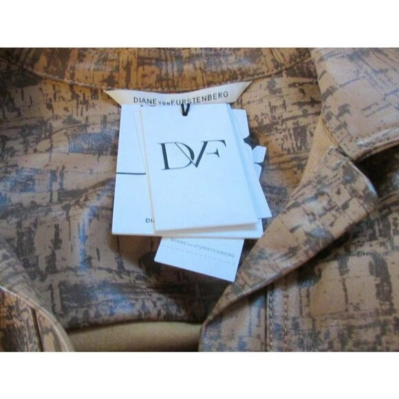 DVF Diane von Furstenberg Dilly Simple Cork Leather Dress shift new brown new 0 - Picture 4 of 6